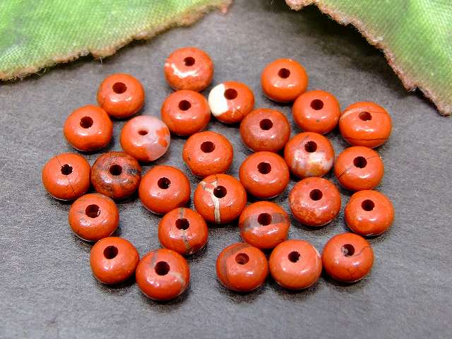 g3-1099Y　　今月の半額 わけあり レッドジャスパー 4mm×2mm 1粒売り ソロバン 算盤 そろばん ネコポス送料無料 インド産 天然石 パワーストーン