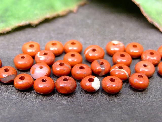 g3-1099Y　　今月の半額 わけあり レッドジャスパー 4mm×2mm 1粒売り ソロバン 算盤 そろばん ネコポス送料無料 インド産 天然石 パワーストーン