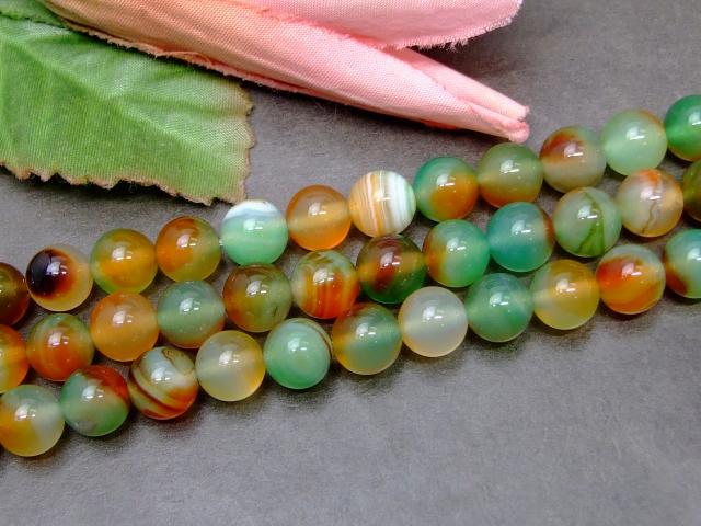 g3-1000K　　孔雀瑪瑙 メノウ アゲート 8mm 1連37cm 通し針、解説書、1mゴム付き ネコポス送料無料 天然石 パワーストーン