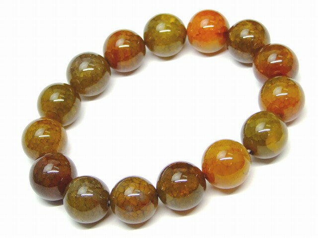 ※画像と同品質のものをお送りします。 オリジナルアクセサリー作りに是非どうぞ〜〜（m−m） 素材 天然石 サイズ 約：玉径14mm・±0.5mm　(ゴムは伸縮可) 　※ 多少の誤差はご了承下さい。結びつきを強め、グループなどのまとまりを強くするストーン 日本では『瑪瑙(めのう)』と呼ばれています。 アゲートは多様な模様を持つ石であり、亜種として天眼石と呼ばれるものやブルーレースと呼ばれるものなどがあります。 これらは色はもちろんですが模様がエネルギーに与える傾向が強いようで、通常のアゲートもその意味で多様なエネルギーを持つ石とも言えます。 長寿や富、健康、家内安全をもたらす力があり、勇気と行動力を身につけ、失敗や不幸にも負けず、前進するサポートをしてくれ、対人関係における失敗や不幸を防ぐ。 また、アゲートは危険から身を守るお守り、魔よけとしても用いられています。