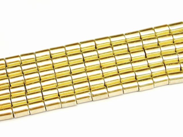 H3-32A　　工場処分品特価 今月半額以下 わけあり ゴールド ヘマタイト 磁気有 8mm×6mm 1連78cm 通し針、解説書、1mゴム付き 送料無料 イギリス産 天然石 パワーストーン