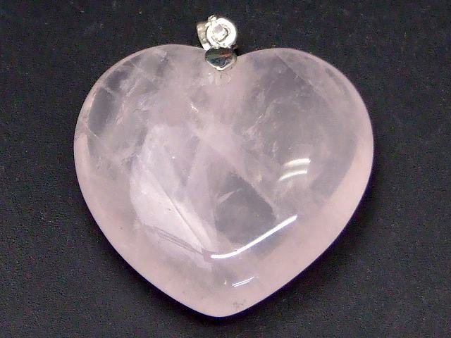 68344　　ローズクォーツ ハート型 30mm 1個売り 穴あり バチカン付き ペンダントトップ 送料無料 天然石 パワーストーン