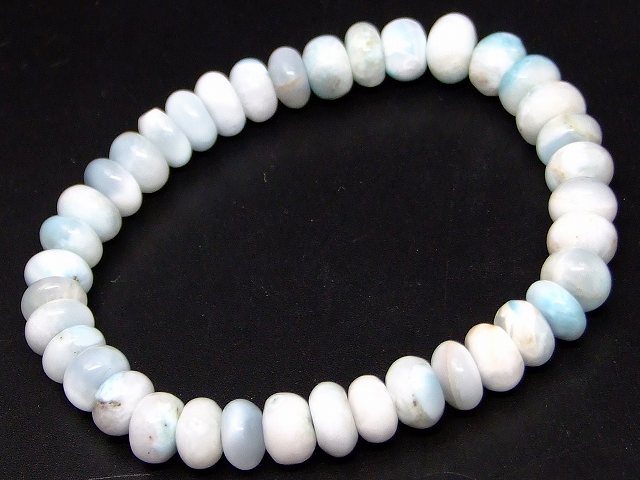 66562　　今月の半額 わけあり ラリマー 8mm×4mm〜6mm ブレスレット 内径17cm そろばん ソロバン 算盤 ドミニカ共和国産 ポーチ付き 鑑別済・本物保証 送料無料 天然石 パワーストーン