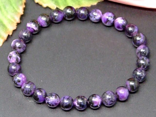 65472　　チャロアイト 6.5mm〜7mm A+ ブレスレット 内径16cm ポーチ付き 送料無料 天然石 パワーストーン