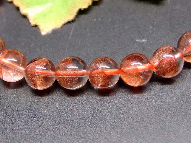 65519　　レッドファントムクォーツ 水晶 8mm 5A ブレスレット 内径17cm ポーチ付き 送料無料 ブラジル産 天然石 パワーストーン