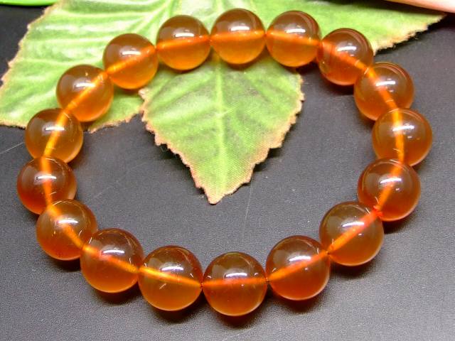 65550　　アンバー 琥珀 12mm 5A ブレスレット 内径18cm ポーチ付き 鑑別済・本物保証 送料無料 メキシコ産 天然石 パワーストーン