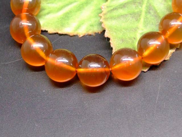 65550　　アンバー 琥珀 12mm 5A ブレスレット 内径18cm ポーチ付き 鑑別済・本物保証 送料無料 メキシコ産 天然石 パワーストーン