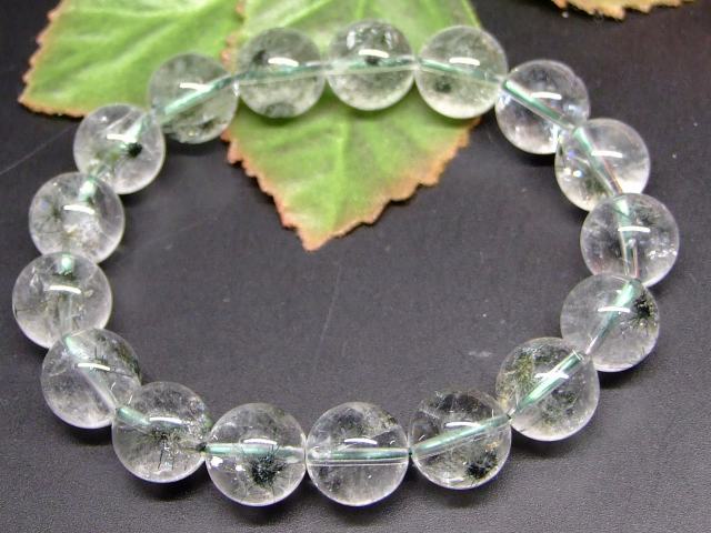 65484　　ホーランダイトインクォーツ 12mm 5A ブレスレット 内径17cm ポーチ付き ホランド鉱インクォーツ 星入り水晶 ウニ入り水晶 送料無料 マダガスカル産 天然石 パワーストーン