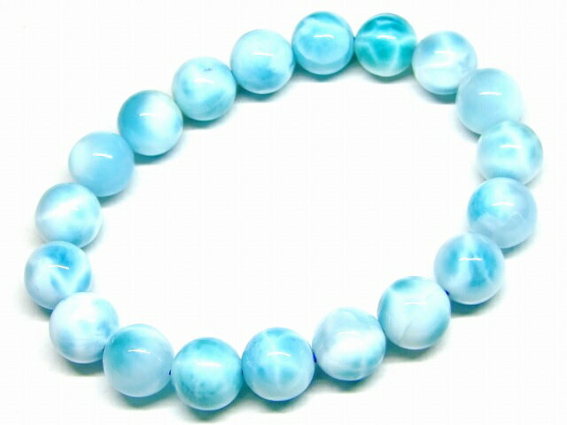 65623　　ラリマー 11mm AAA ドミニカ共和国産 ブレスレット 内径18cm ポーチ付き 鑑別済・本物保証 送料無料 天然石 パワーストーン