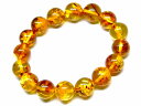 65552 花アンバー 琥珀 12mm〜13mm 5A ブレスレット 内径17cm ポーチ付き 鑑別済・本物保証 送料無料 メキシコ産 天然石 パワーストーン