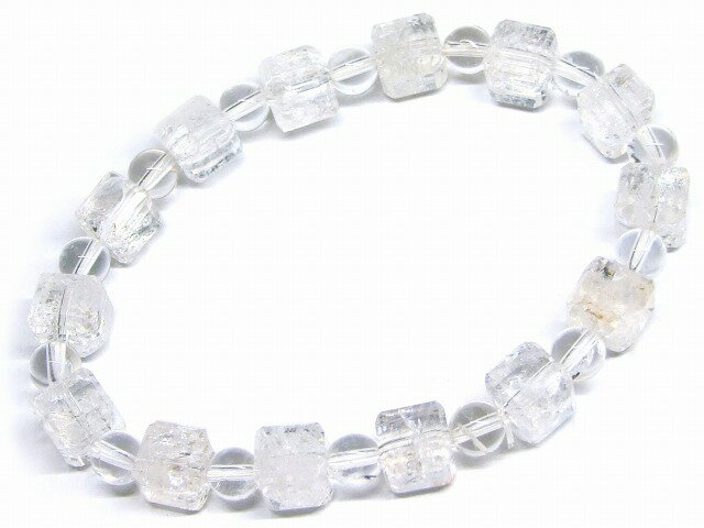 65752 虹入り 水晶 アイリスクォーツ 8mm～6mm AA ブレスレット 内径18cm ポーチ付き 送料無料 ヒマラヤ産 天然石 パワーストーン