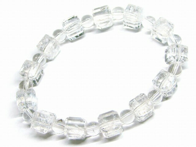 65753　　虹入り 水晶 アイリスクォーツ 9mm〜6mm AA ブレスレット 内径17cm ポーチ付き 送料無料 ヒマラヤ産 天然石 パワーストーン