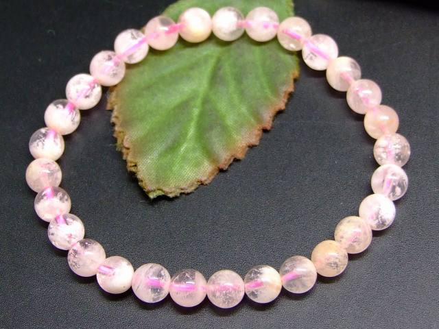 65776　　ピンクファントムクォーツ 水晶 6mm AAA ブレスレット 内径16cm 送料無料 ブラジル産 天然石 パワーストーン