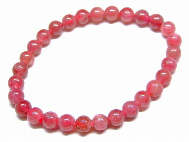 65702　　ピンクトルマリン 電気石 6mm 3A ブレスレット 内径16cm ポーチ付き 送料無料 ブラジル産 天然石 パワーストーン