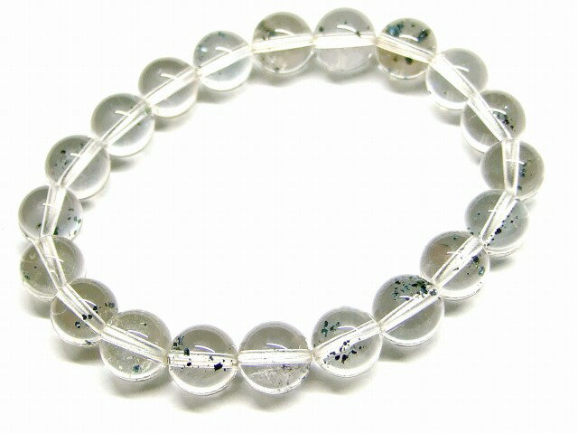 65718　　マイカインクォーツ 雲母入り水晶 9mm 5A ブレスレット 内径17cm ポーチ付き 送料無料 天然石 パワーストーン