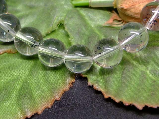 65718　　マイカインクォーツ 雲母入り水晶 9mm 5A ブレスレット 内径17cm ポーチ付き 送料無料 天然石 パワーストーン