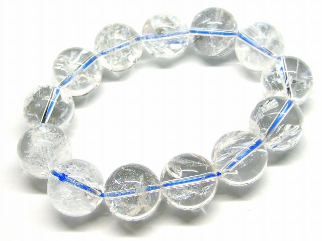 65795　　虹入り 水晶 アイリスクォーツ 16mm 3A ブレスレット 内径17cm ポーチ付き 送料無料 ヒマラヤ産 天然石 パワーストーン