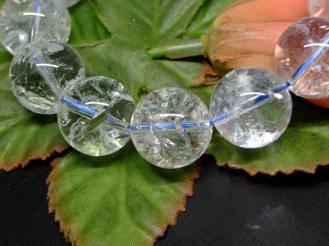 65795　　虹入り 水晶 アイリスクォーツ 16mm 3A ブレスレット 内径17cm ポーチ付き 送料無料 ヒマラヤ産 天然石 パワーストーン