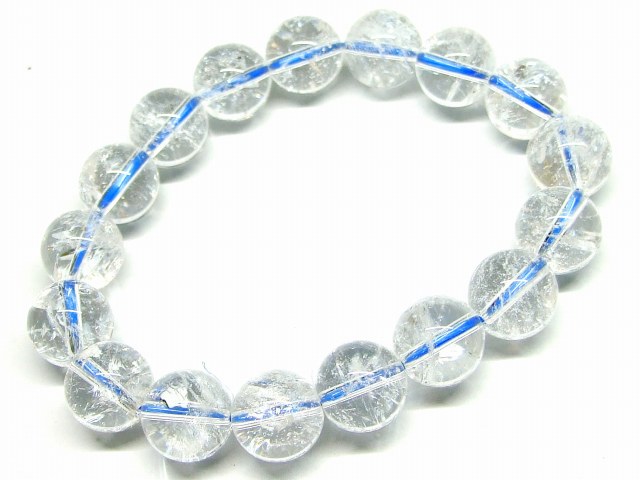 65801　　虹入り 水晶 アイリスクォーツ 12mm 3A ブレスレット 内径18cm ポーチ付き 送料無料 ヒマラヤ..