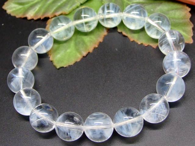 65732　　エンジェルラダークォーツ エンジェルフェザークォーツ 12mm 3A ブレスレット 内径18cm フロー・グロース・クォーツ 水晶 ポーチ付き 送料無料 天然石 パワーストーン