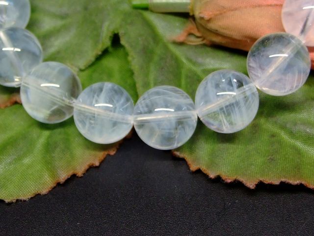 65733　　エンジェルラダークォーツ エンジェルフェザークォーツ 12mm 3A ブレスレット 内径17cm フロー・グロース・クォーツ 水晶 ポーチ付き 送料無料 天然石 パワーストーン