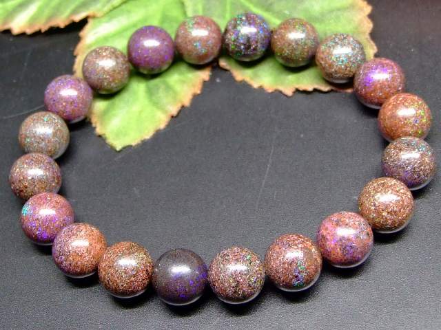 65620　　ブラックオパール 黒蛋白石 10mm 5A ブレスレット 内径18cm 送料無料 オーストラリア産 天然石 パワーストーン