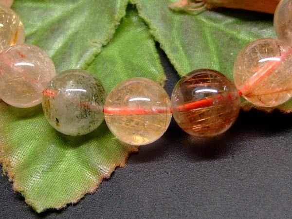 65832　　ミックスルチルクォーツ 針水晶 12mm AA ブレスレット 内径18cm ポーチ付き 送料無料 ブラジル産 天然石 パワーストーン