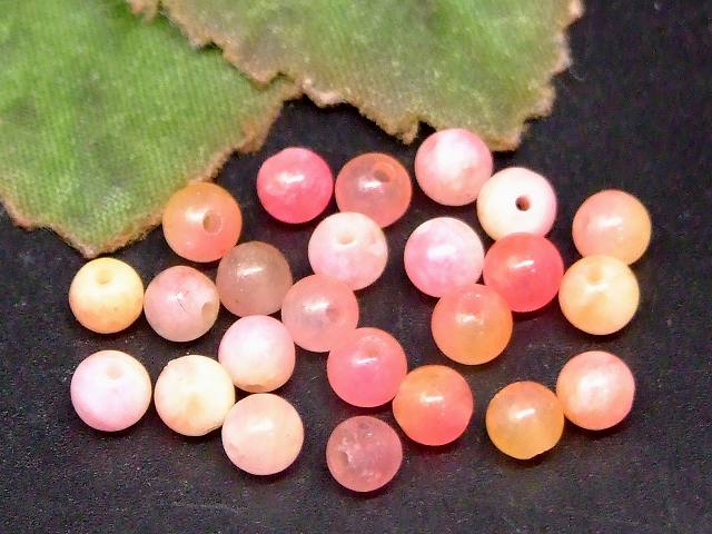 68498A　　今月の半額 わけあり 4mm 10粒セット 白ピンク クォーツァイト クォーツ 翡翠風 ヒスイ ジェイド ジェード ネコポス送料無料 天然石 パワーストーン