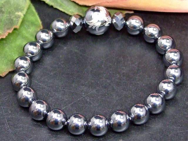 g3-1714H　　8mm／12mm テラヘルツ 龍彫り 銀彫 丸玉 ボタンカット ブレスレット 内径選択可 ポーチ付き 公的機関にて検査済み 高純度テラヘルツを激安入荷 送料無料 天然石 パワーストーン