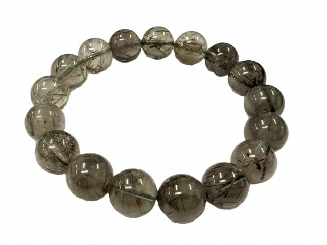 68044　　グリーンルチルクォーツ 針水晶 12mm ブレスレット 内径17cm ポーチ付き 送料無料 ブラジル産 天然石 パワーストーン