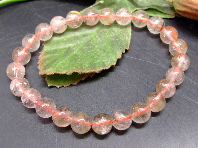 68094　 ルチルクォーツ 針水晶 7mm~8mm ブレスレット 内径17cm ポーチ付き 送料無料 ブラジル産 天然石 パワーストーン