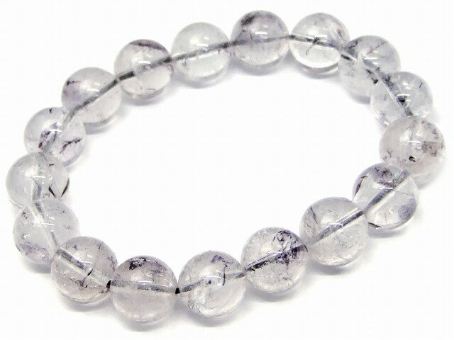 樂天商城 - 68202　　グラファイトインクォーツ 12〜13mm AA+ ブレスレット 内径18cm 黒鉛 石墨入り水晶 クリスタル ポーチ付き ブラジル産 送料無料 天然石 パワーストーン
