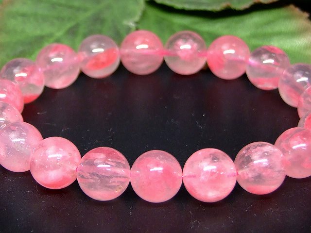 66343　　ロードナイトシリカ 10mm 5A ブレスレット 内径17cm 薔薇輝石 ポーチ付き 送料無料 ブラジル産 天然石 パワーストーン