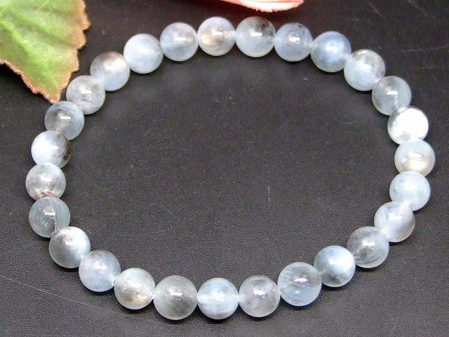 66331　　ブラックアクアマリン 7mm ブレスレット 内径18cm ポーチ付き ブラックベリル 南アフリカ産 送料無料 天然石 パワーストーン