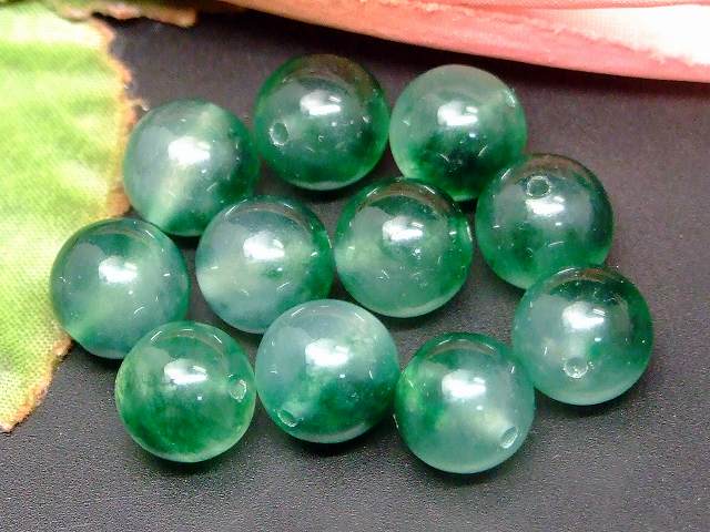 66408F　　今月の半額 わけあり マーブルグリーンヒスイ 10mm 1粒売り 翡翠 ジェイド ジェード ネコポス送料無料 天然石 パワーストーン