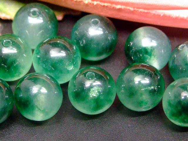 66408F　　今月の半額 わけあり マーブルグリーンヒスイ 10mm 1粒売り 翡翠 ジェイド ジェード ネコポス送料無料 天然石 パワーストーン
