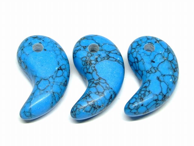 66446　　今月30％OFF わけあり 勾玉 ターコイズ 31×17mm 1個売り ネコポス送料無料 人工石 パワーストーン