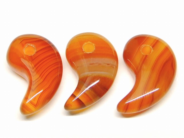 66449K　　縞瑪瑙 勾玉 18mm×12mm 3A 1個売り メノウ アゲート ネコポス送料無料 天然石 パワーストーン