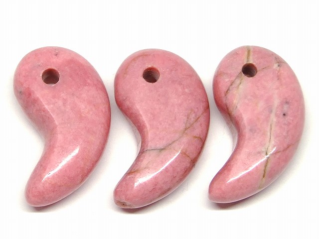 66489　　今月の半額 わけあり 勾玉 ロードナイト 31×17mm 1個売り 送料無料 天然石 パワーストーン