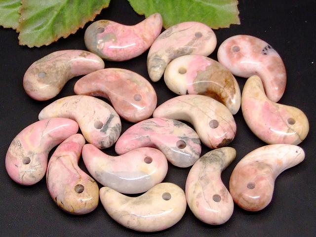 66489H　　勾玉 ロードナイト 31×17mm A 1個売り 送料無料 天然石 パワーストーン