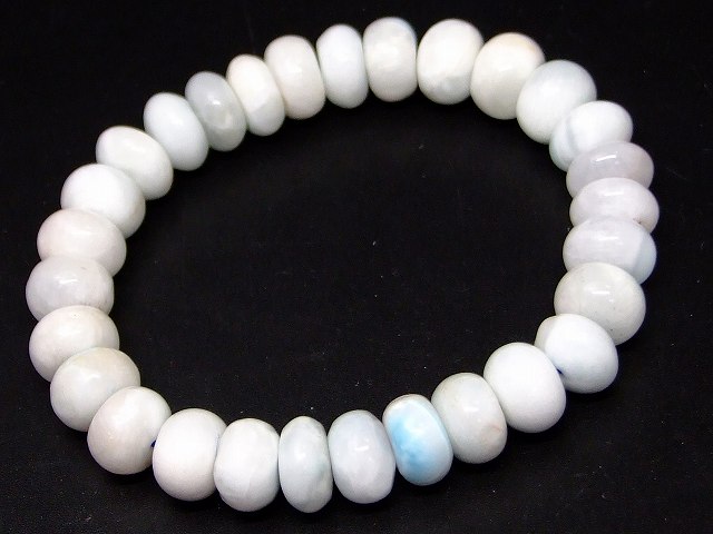66554　　今月の半額 わけあり ラリマー 10mm×6mm ブレスレット 内径17cm そろばん ソロバン 算盤 ドミニカ共和国産 ポーチ付き 鑑別済・本物保証 送料無料 天然石 パワーストーン