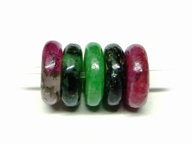 g3-1058F　　ルビーインゾイサイト 2mm×6mm そろばん ソロバン 算盤 1粒売り 送料無料有 天然石 パワーストーン