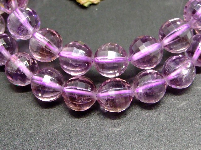 65780　　アメジストカット紫水晶 10mm 5A ブレスレット 内径17cm 天然石 パワーストーン