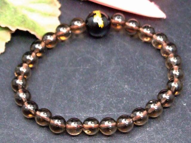 g3-42K　　今月の半額 6mm わけあり スモーキークォーツ 10mmオニキス 龍彫り 金彫り ブレスレット 内径調整可能 送料無料 ブラジル産 天然石 パワーストーン