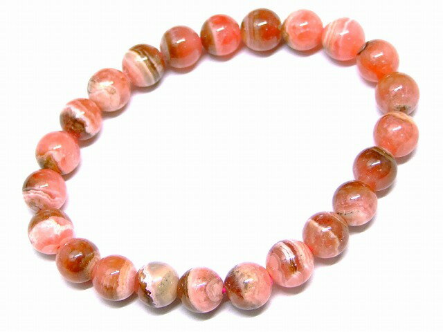 g3-597P　　今月の半額 インカローズ 8mm A+ ブレスレット 内径16cm 鑑別済・本物保証 ポーチ付き 送料..