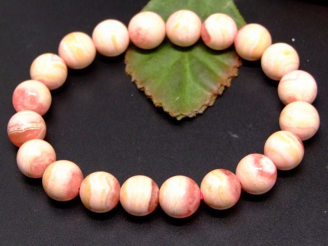 65918　　今月の半額 インカローズ 8mm〜9mm A ブレスレット 内径16cm 鑑別済・本物保証 ポーチ付き 送料無料 アルゼンチン産 天然石 パワーストーン