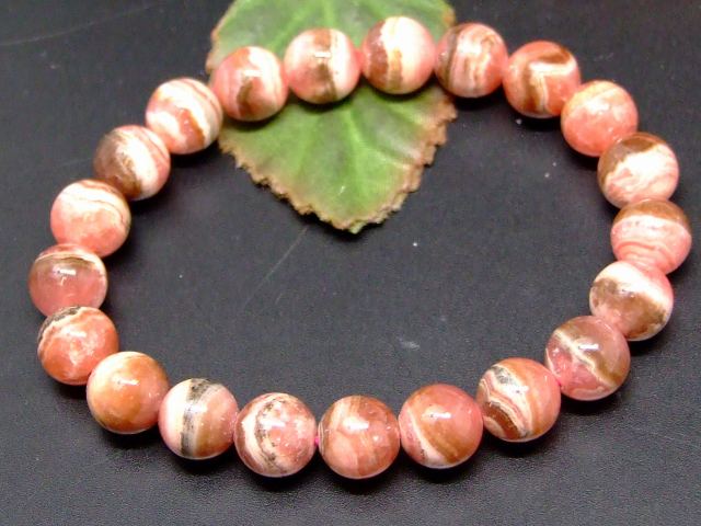 65919　　今月の半額 インカローズ 9mm A+ ブレスレット 内径17cm 鑑別済・本物保証 ポーチ付き 送料無料 アルゼンチン産 天然石 パワーストーン