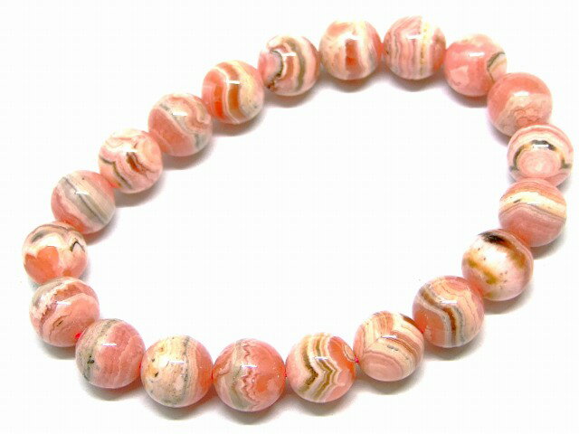 65921　　今月の半額 インカローズ 9mm〜10mm A+ ブレスレット 内径17cm 鑑別済・本物保証 ポーチ付き 送料無料 アルゼンチン産 天然石 パワーストーン