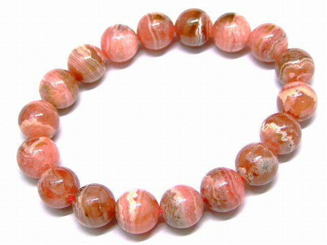 65926　　今月の半額 インカローズ 11mm AA ブレスレット 内径17cm 鑑別済・本物保証 ポーチ付き 送料無料 アルゼンチン産 天然石 パワーストーン