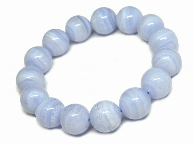 g3-726E　　ブルーレースアゲート 14mm 5A ブレスレット 内径17cm ポーチ付き 鑑別済・本物保証 送料無..